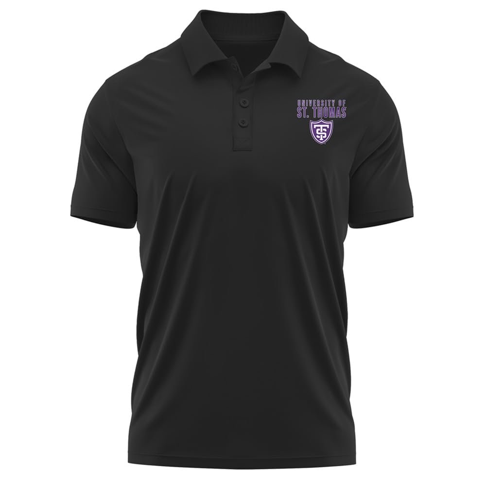 Campus Lab University of St Thomas Adult Men's Polo Left Chest Logo, Black, Medium