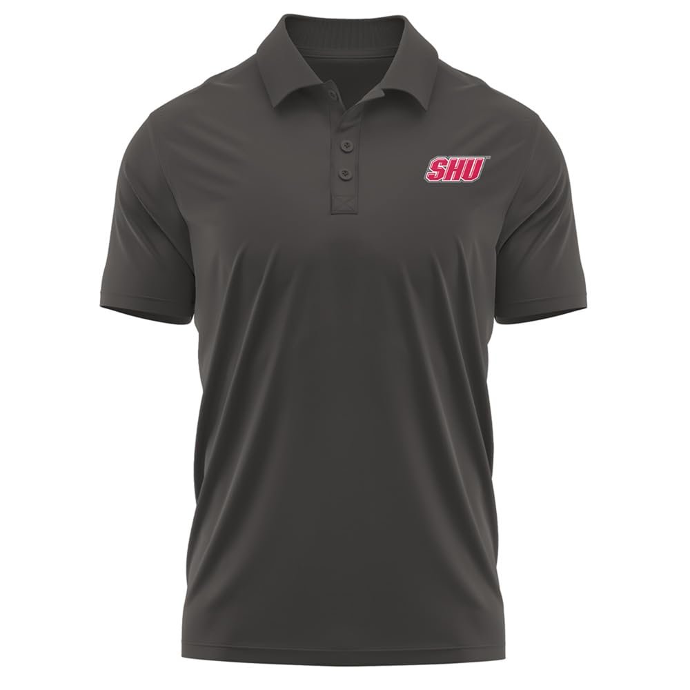 Campus Lab Sacred Heart University Adult Men's Polo Left Chest Logo, Charcoal, XX-Large
