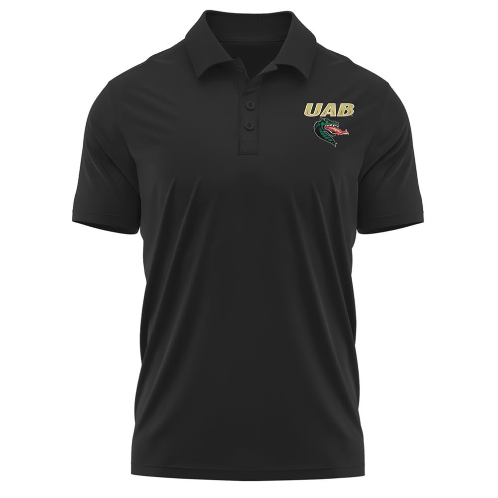 Campus Lab University of Alabama at Birmingham Adult Men's Polo Left Chest Logo, Black, XX-Large