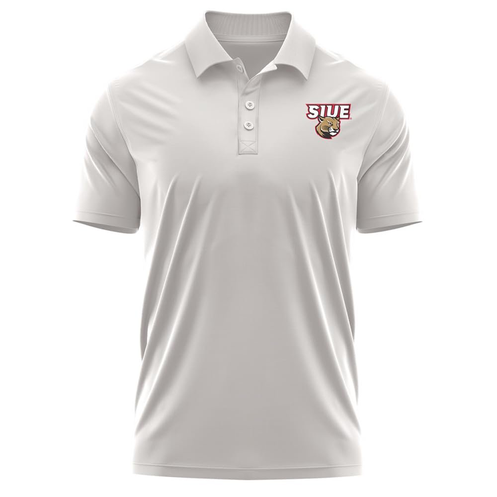 Campus Lab Southern Illinois University Edwardsville Adult Men's Polo Left Chest Logo, Athletic Heather, Small