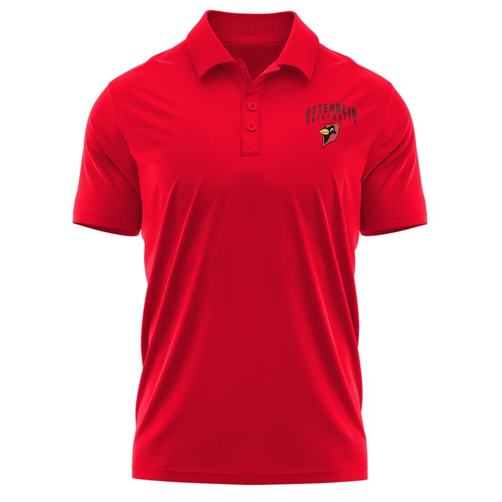 Campus Lab Otterbein University Adult Men's Polo Left Chest Collegiate Logo, Red, XX-Large