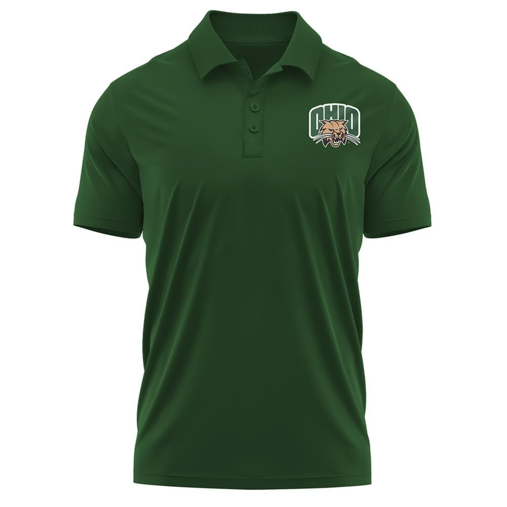 Campus Lab Ohio University Adult Men's Polo Left Chest Logo, Hunter Green, Small