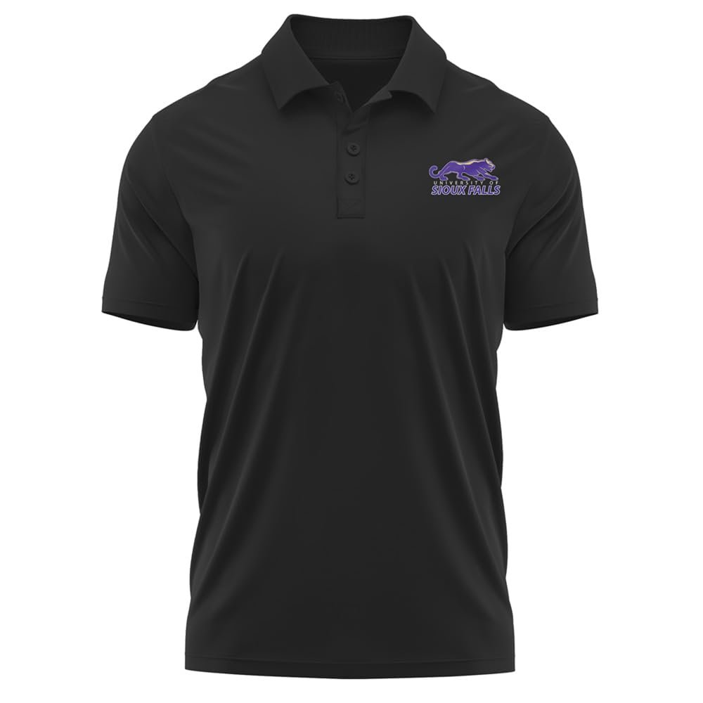 Campus Lab University of Sioux Falls Adult Men's Polo Left Chest Logo, Black, Large