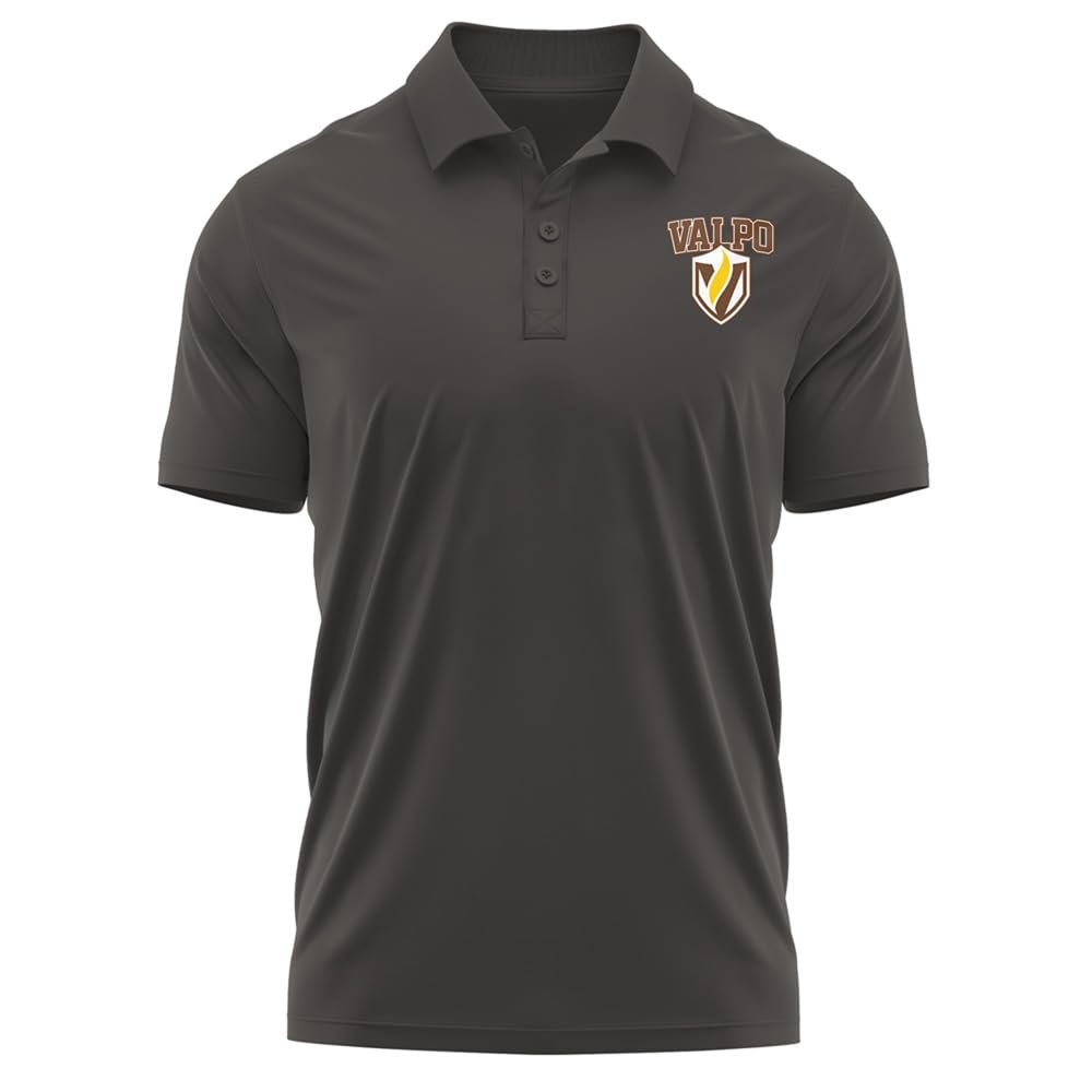 Campus Lab Valparaiso University Adult Men's Polo Left Chest Logo, Charcoal, Medium