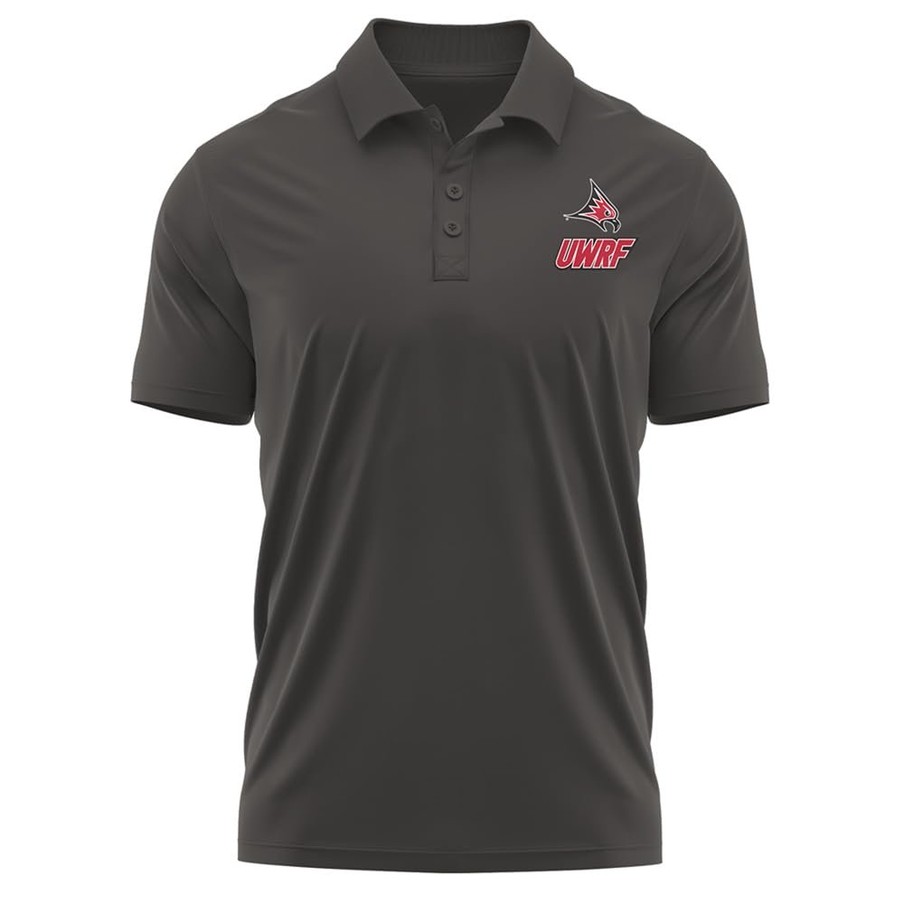 Campus Lab University of Wisconsin-River Falls Adult Men's Polo Left Chest Logo, Charcoal, X-Large