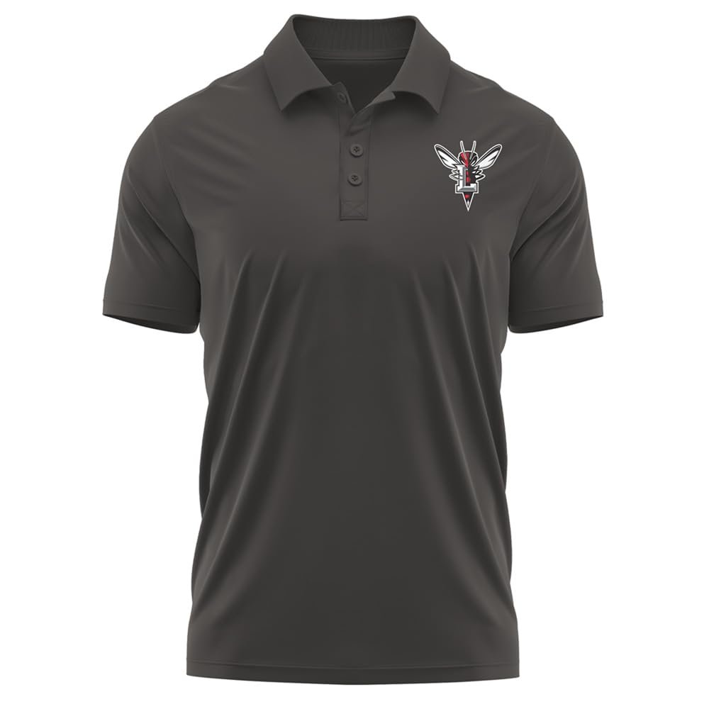 Campus Lab University of Lynchburg Adult Men's Polo Left Chest Logo, Charcoal, Large