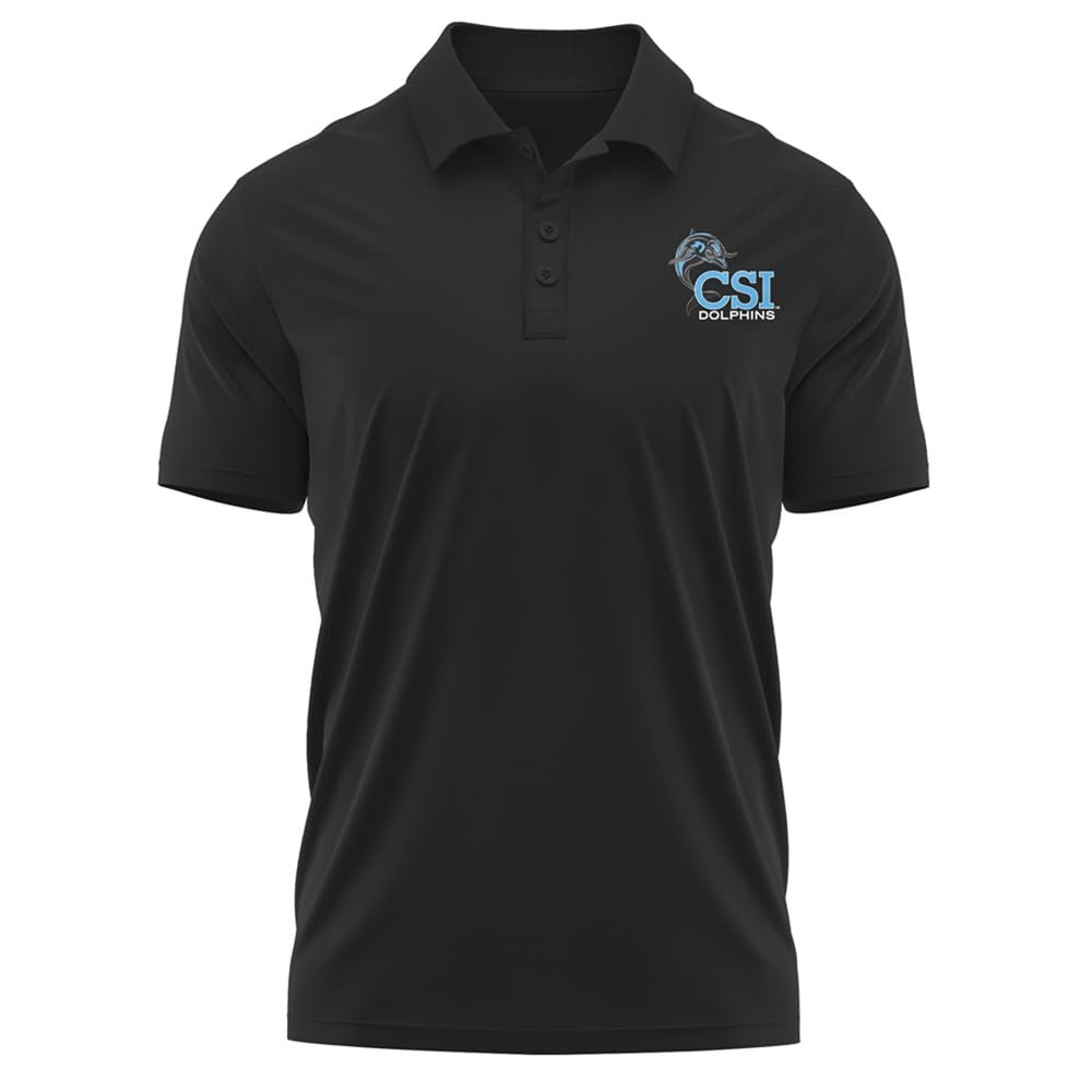 Campus Lab College of Staten Island Adult Men's Polo Left Chest Logo, Black, Medium