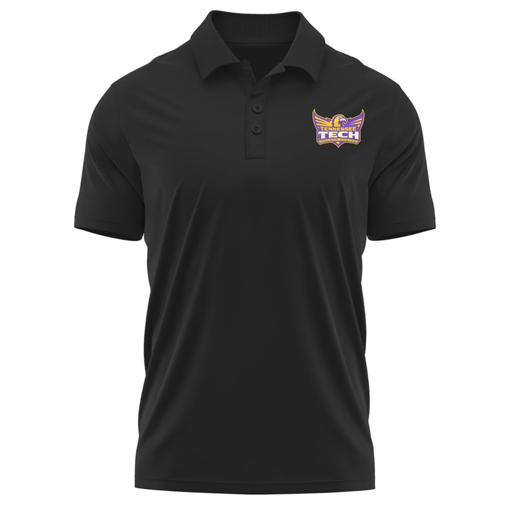 Campus Lab Tennessee Technological University Adult Men's Polo Left Chest Logo, Black, XX-Large