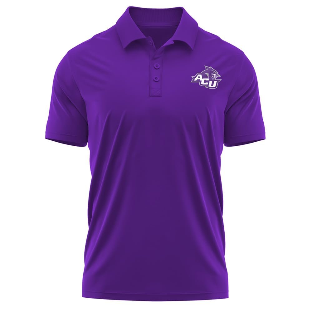 Campus Lab Abilene Christian University Adult Men's Polo Left Chest Logo, Purple, Medium