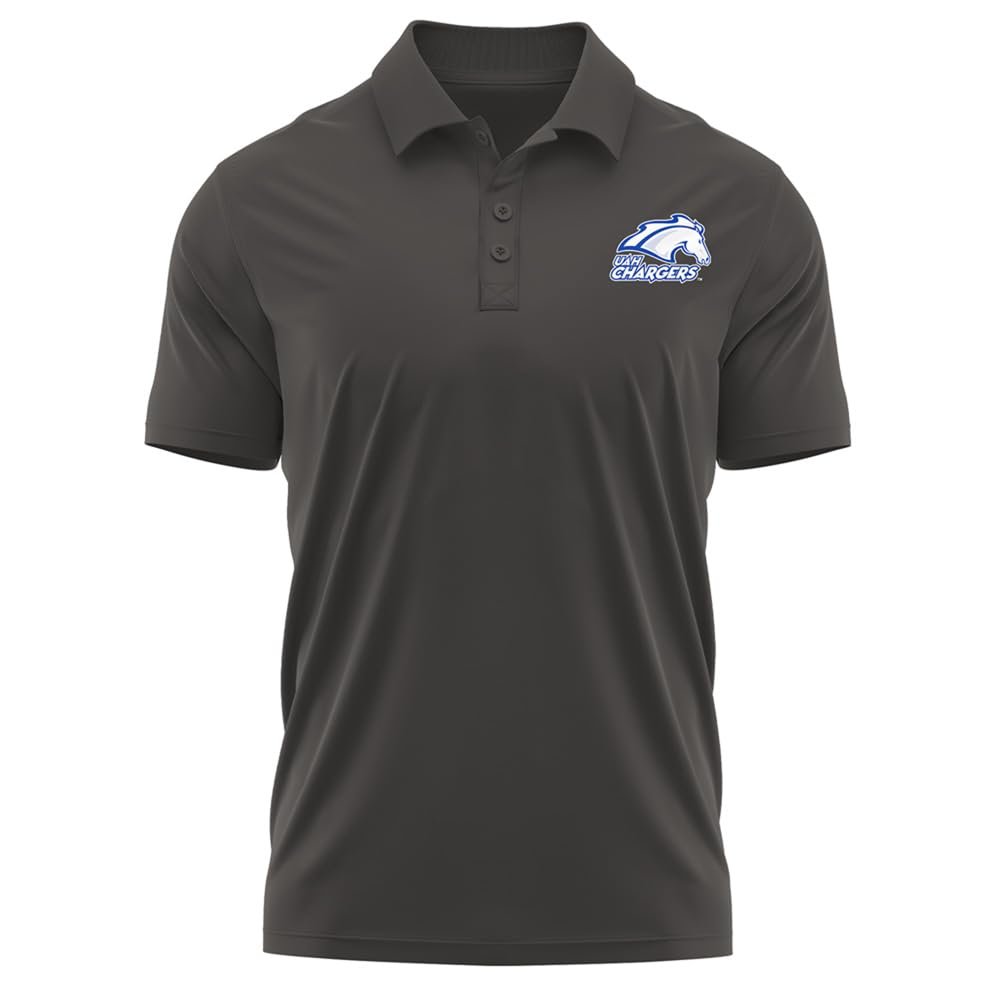 Campus Lab University of Alabama in Huntsville Adult Men's Polo Left Chest Logo, Charcoal, Large