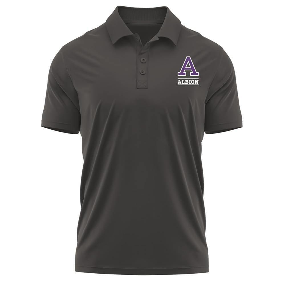 Campus Lab Albion College Adult Men's Polo Left Chest Logo, Charcoal, XX-Large