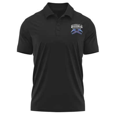 Campus Lab University of Wisconsin-Platteville Adult Men's Polo Left Chest Logo, Black, X-Large