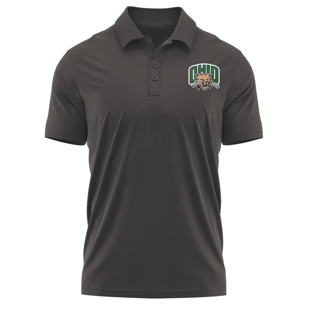 Campus Lab Ohio University Adult Men's Polo Left Chest Logo, Charcoal, X-Large