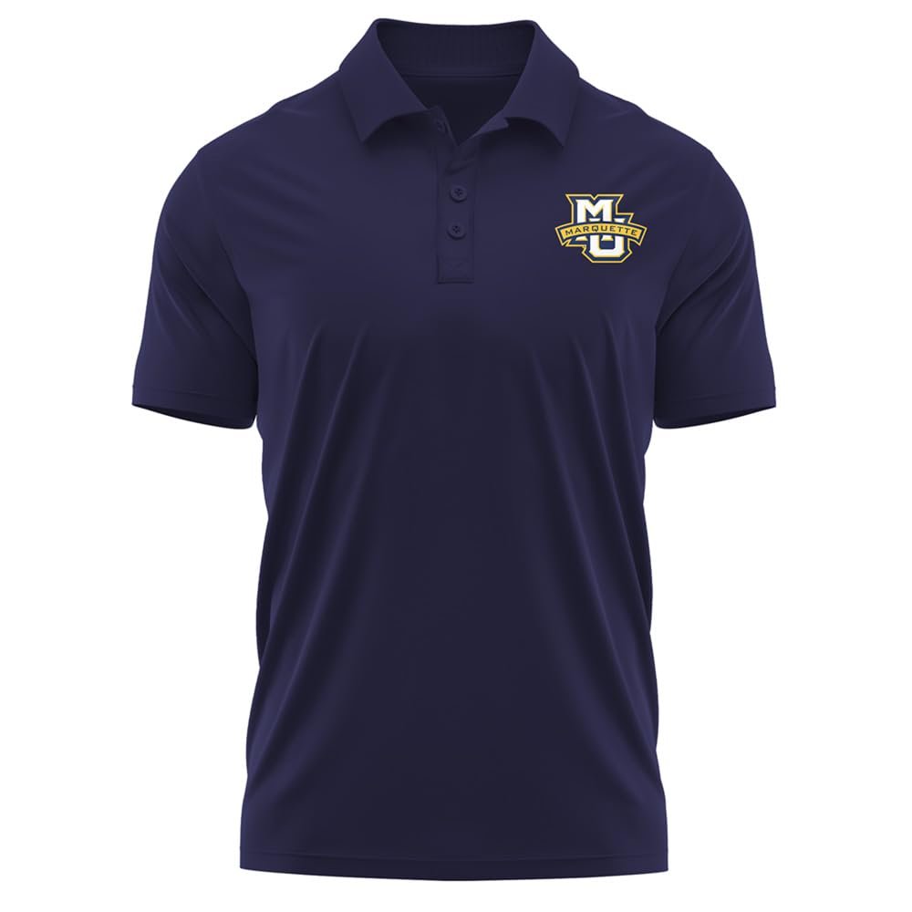 Campus Lab Marquette University Adult Men's Polo Left Chest Logo, Navy, Medium