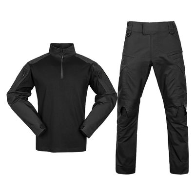 SINAIRSOFT Men G4 Combat Uniform,Tactical Military BDU Pants Shirt with Elbow Pads,Airsoft Paintball Outdoors Clothing BK
