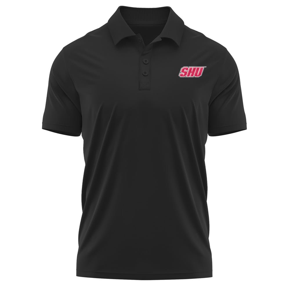 Campus Lab Sacred Heart University Adult Men's Polo Left Chest Logo, Black, Large