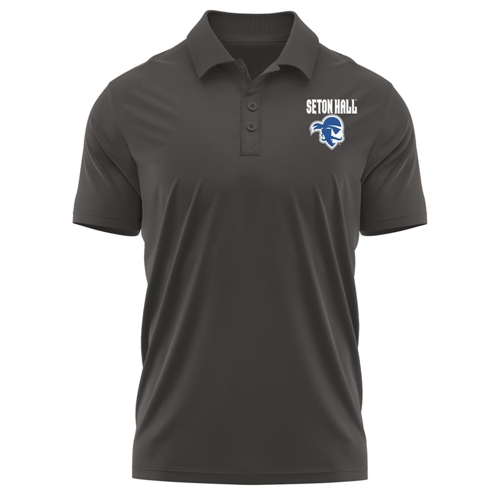 Campus Lab Seton Hall University Adult Men's Polo Left Chest Logo, Charcoal, X-Large