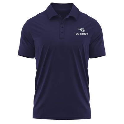 Campus Lab University of Wisconsin-Stout Adult Men's Polo Left Chest Logo, Navy, Medium