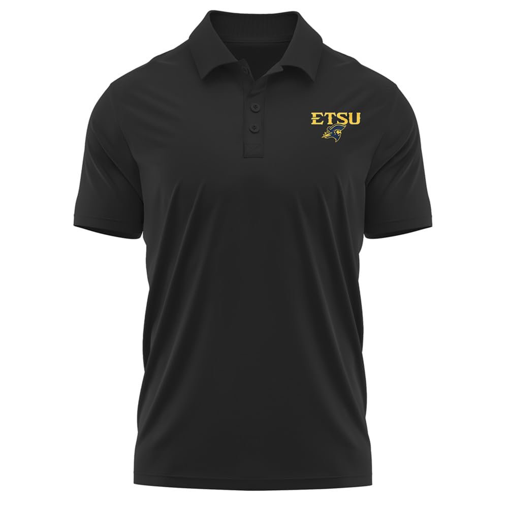 Campus Lab East Tennessee State University Adult Men's Polo Left Chest Logo, Black, Medium