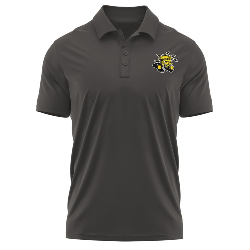 Campus Lab Wichita State University Adult Men's Polo Left Chest Logo, Charcoal, XX-Large