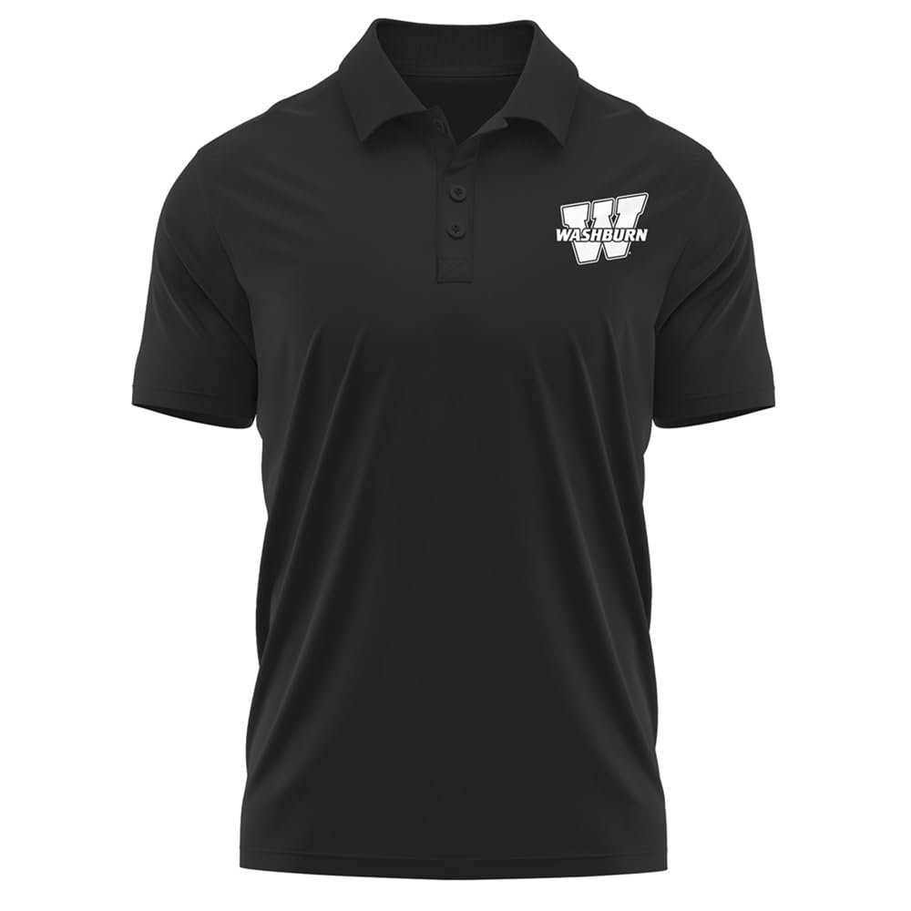 Campus Lab Washburn University Adult Men's Polo Left Chest Logo, Black, XX-Large