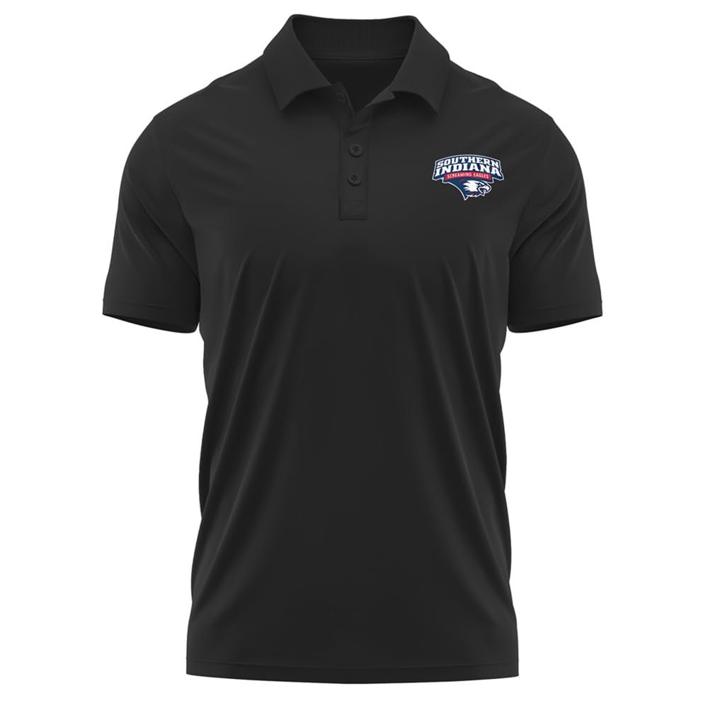 Campus Lab University of Southern Indiana Adult Men's Polo Left Chest Logo, Black, Small