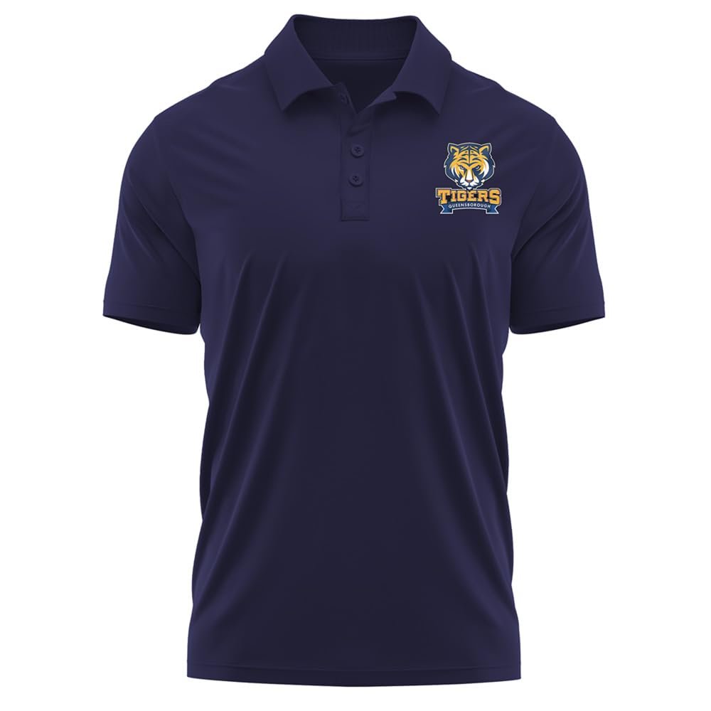 Campus Lab Queensborough Community College Adult Men's Polo Left Chest Logo, Navy, Medium