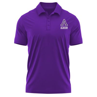 Campus Lab Albion College Adult Men's Polo Left Chest Logo, Purple, XX-Large