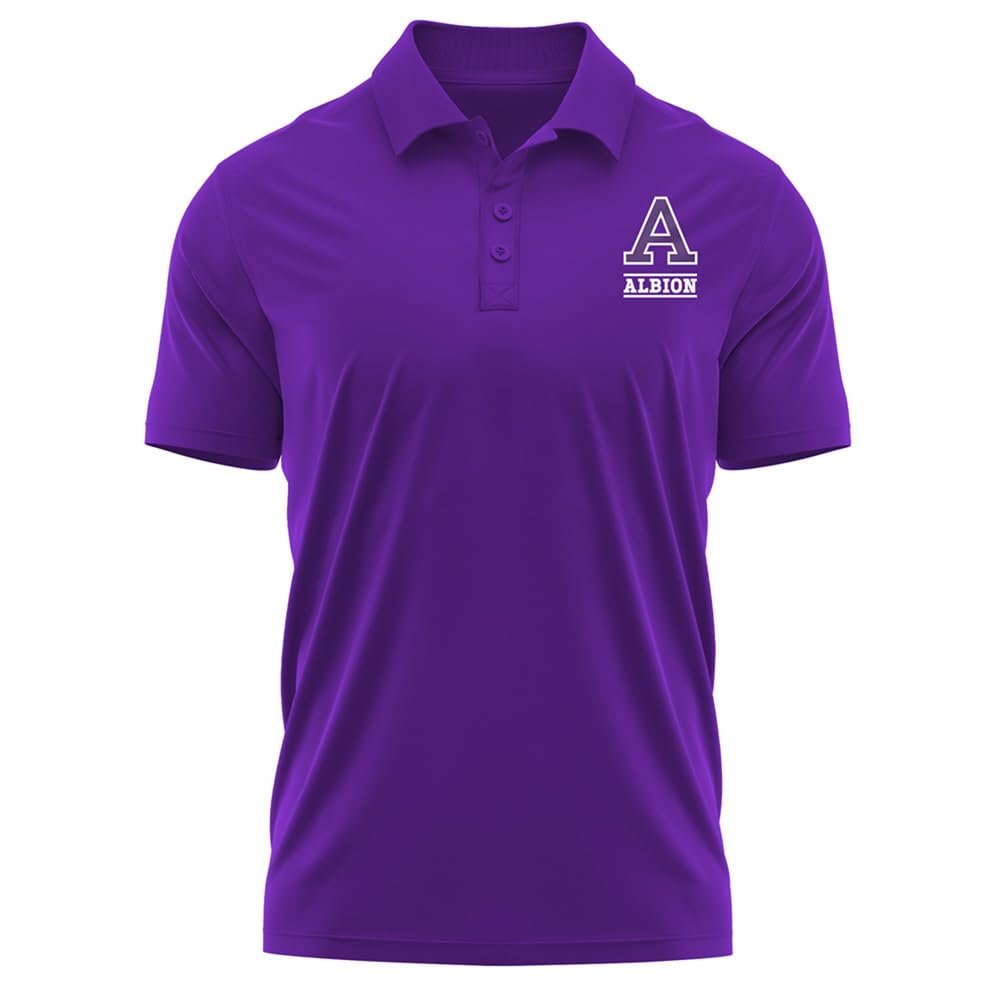Campus Lab Albion College Adult Men's Polo Left Chest Logo, Purple, XX-Large