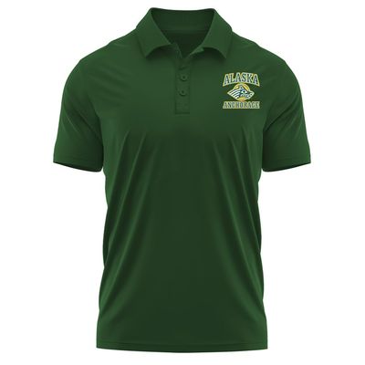 Campus Lab University of Alaska Anchorage Adult Men's Polo Left Chest Logo, Hunter Green, XX-Large