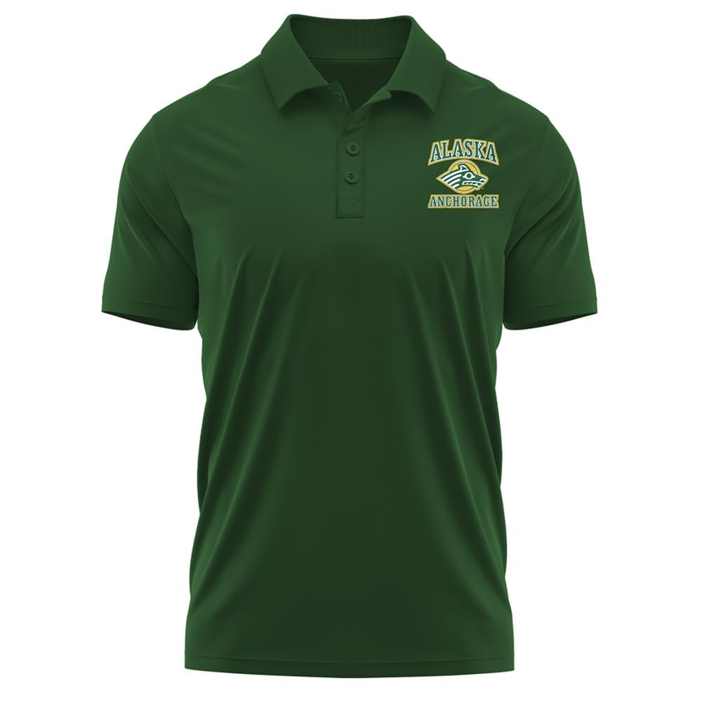 Campus Lab University of Alaska Anchorage Adult Men's Polo Left Chest Logo, Hunter Green, XX-Large