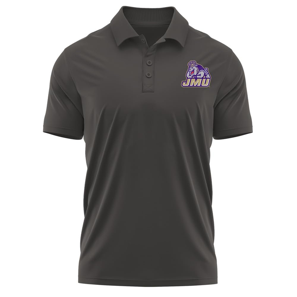 Campus Lab James Madison University Adult Men's Polo Left Chest Logo, Charcoal, Large