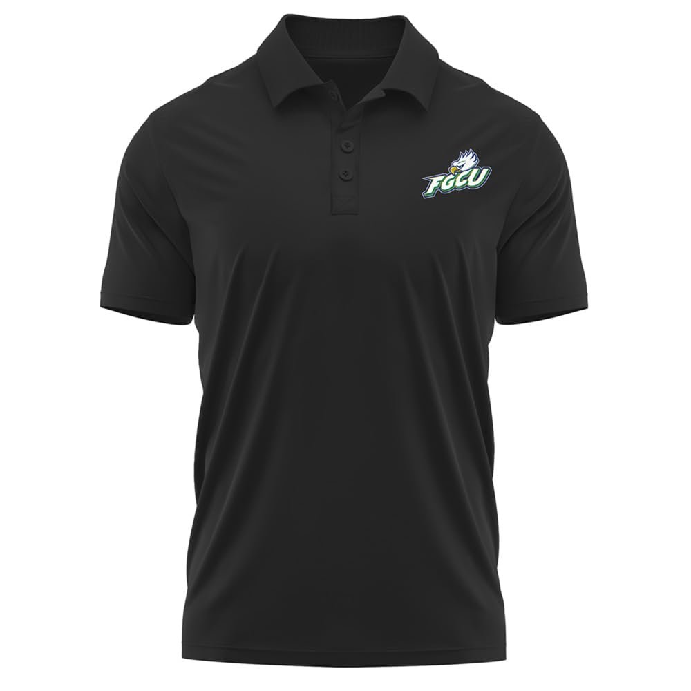 Campus Lab Florida Gulf Coast University Adult Men's Polo Left Chest Logo, Black, XX-Large