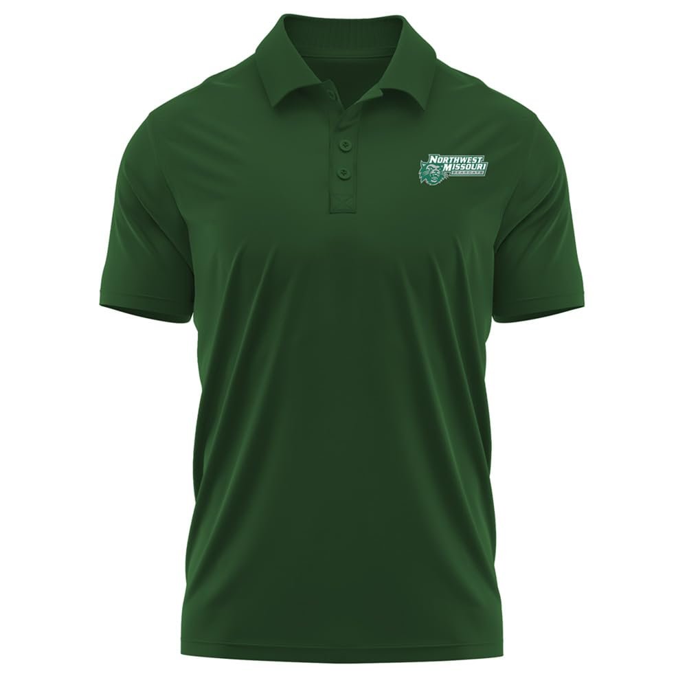 Campus Lab Northwest Missouri State University Adult Men's Polo Left Chest Logo, Hunter Green, X-Large