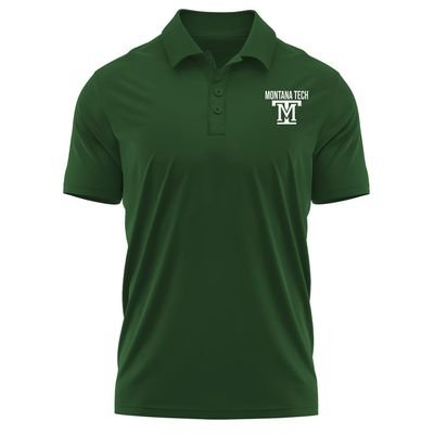 Campus Lab Montana Tech Adult Men's Polo Left Chest Logo, Hunter Green, Large