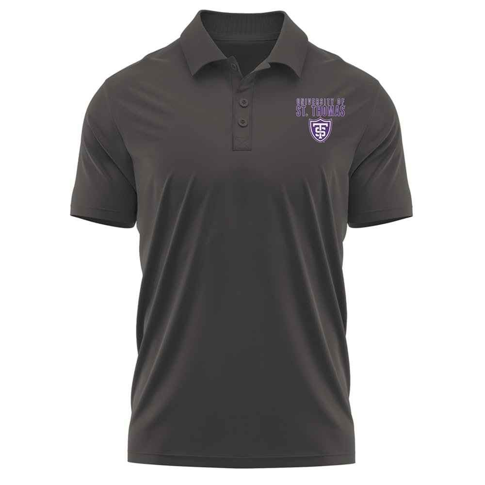 Campus Lab University of St Thomas Adult Men's Polo Left Chest Logo, Charcoal, Small
