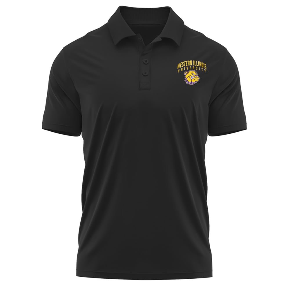 Campus Lab Western Illinois University Adult Men's Polo Left Chest Logo, Black, XX-Large