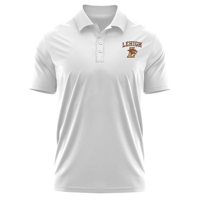 Campus Lab Lehigh University Adult Men's Polo Left Chest Logo, White, Large
