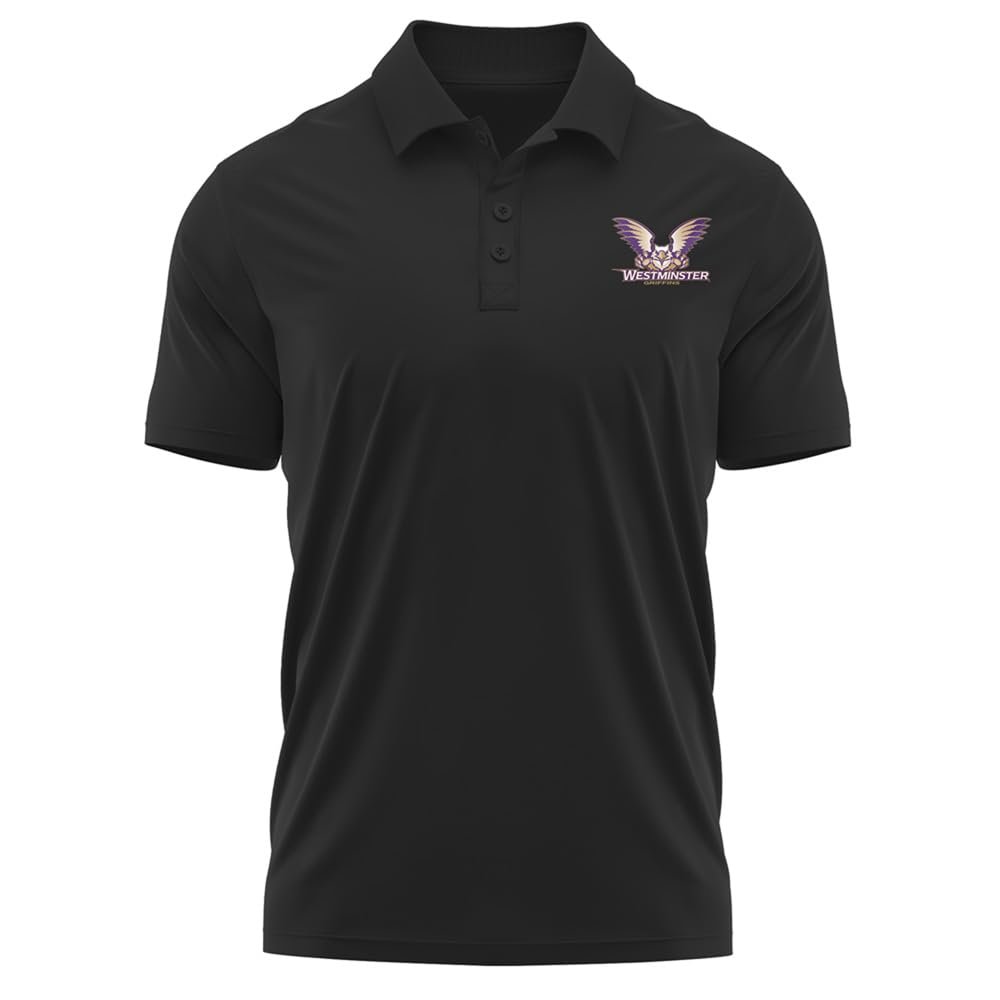 Campus Lab Westminster College Adult Men's Polo Left Chest Logo, Black, XX-Large