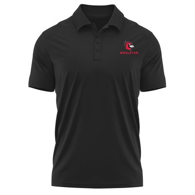 Campus Lab Wesleyan University Adult Men's Polo Left Chest Logo, Black, X-Large