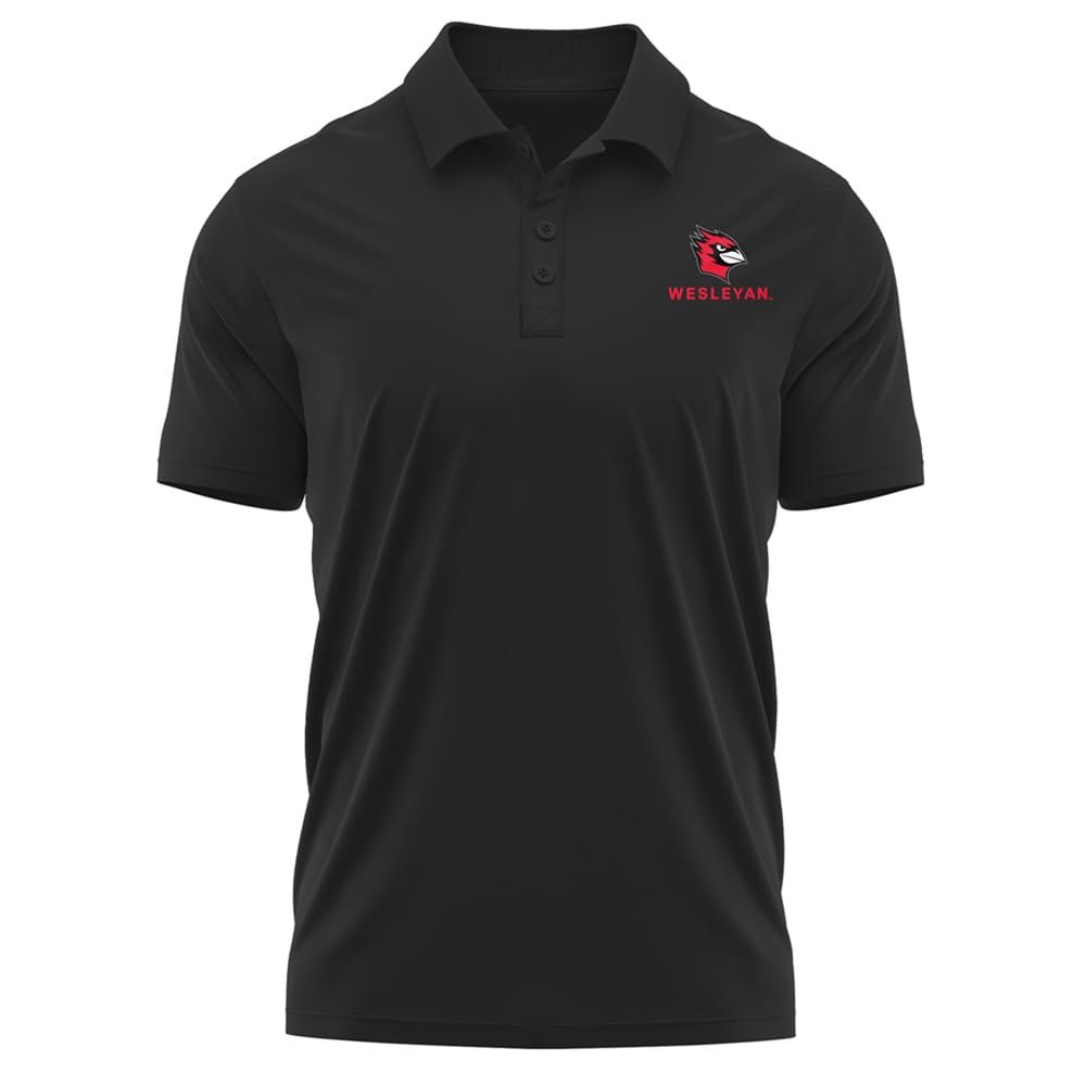 Campus Lab Wesleyan University Adult Men's Polo Left Chest Logo, Black, X-Large