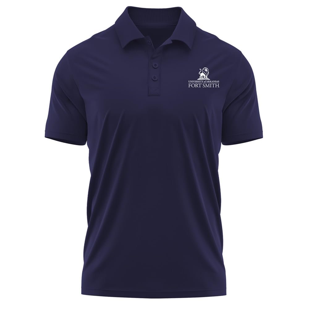 Campus Lab University of Arkansas-Fort Smith Adult Men's Polo Left Chest Logo, Navy, Medium