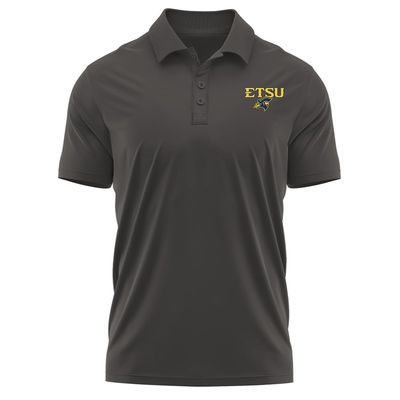 Campus Lab East Tennessee State University Adult Men's Polo Left Chest Logo, Charcoal, Small
