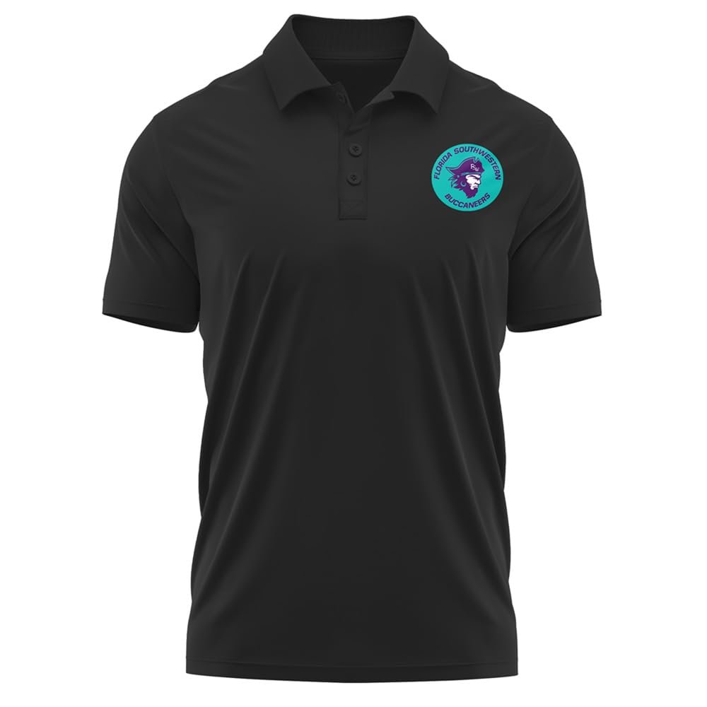Campus Lab Florida Southwestern State College Adult Men's Polo Left Chest Logo, Black, X-Large