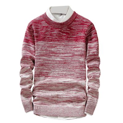 Men's Color Block Knitted Pullover Slim Fit Casual Soft Thermal Striped Sweater Crewneck Color Matching Sweaters (Medium,Red)