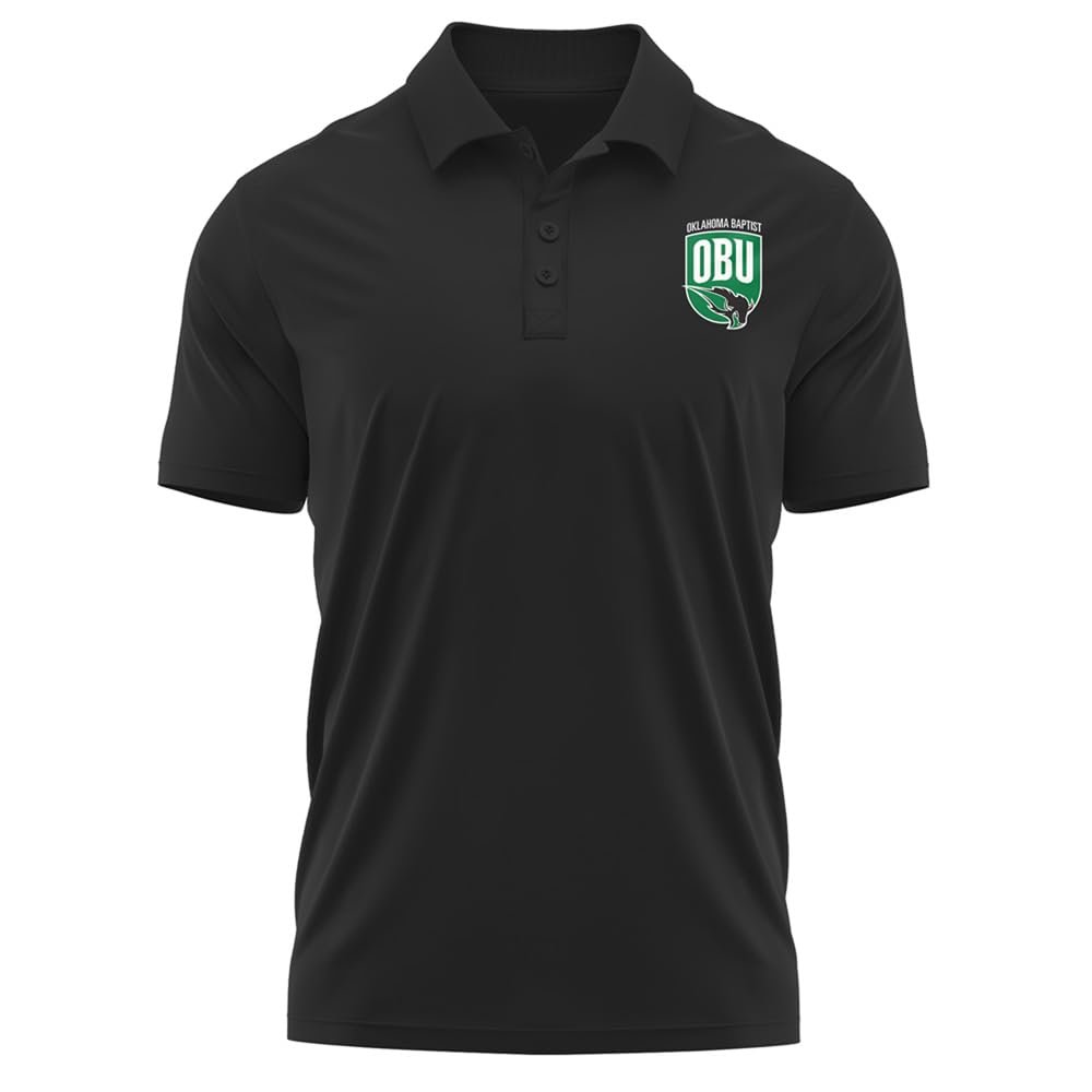 Campus Lab Oklahoma Baptist University Adult Men's Polo Left Chest Logo, Black, X-Large