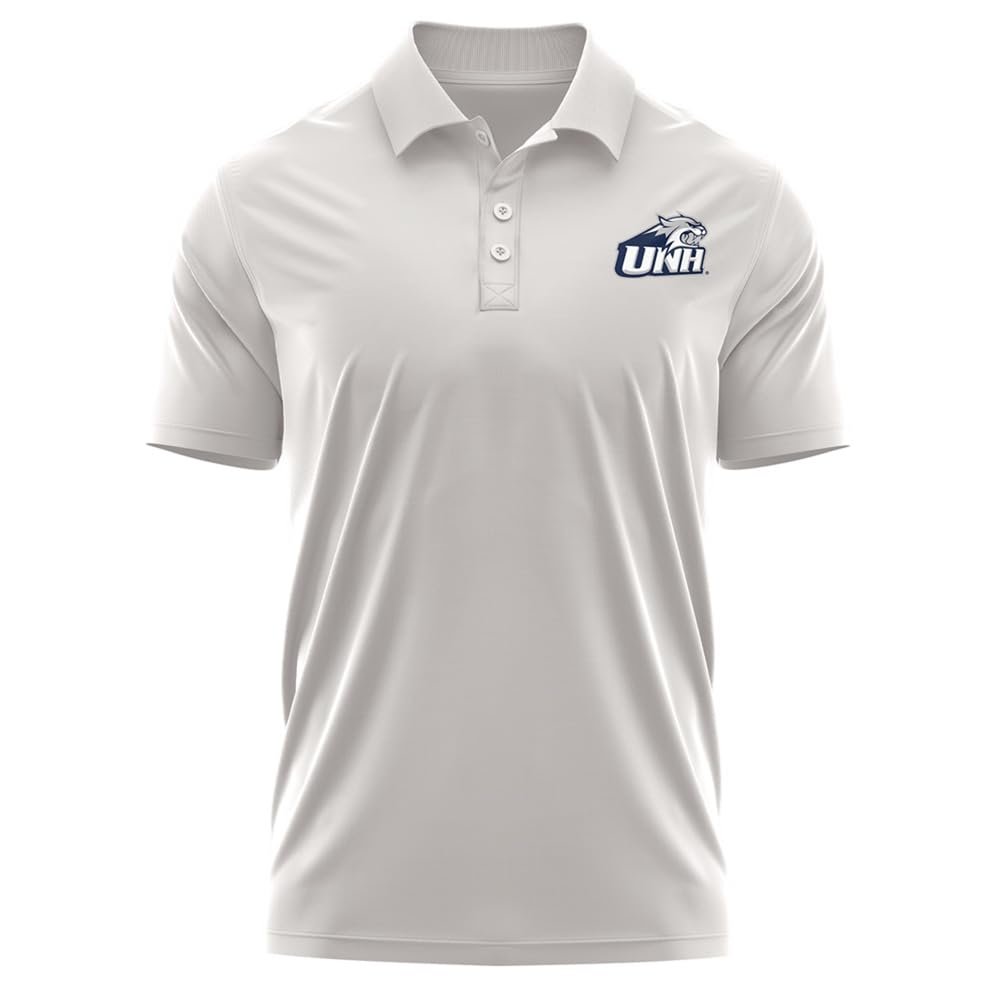 Campus Lab University of New Hampshire Adult Men's Polo Left Chest Logo, Athletic Heather, Medium