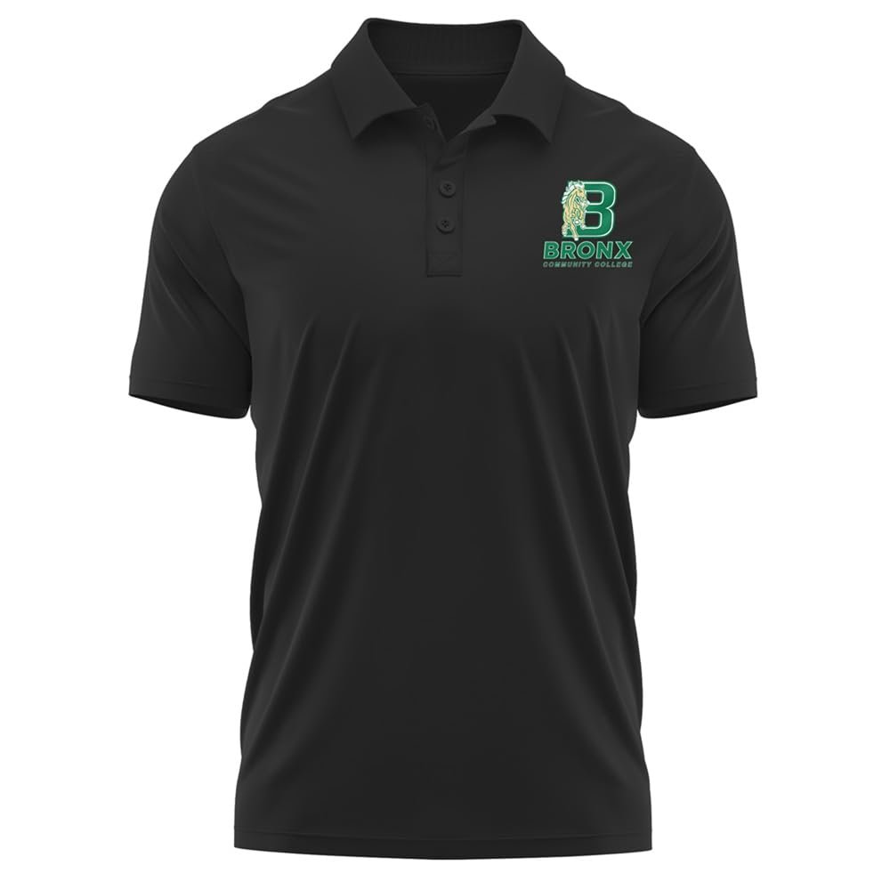 Campus Lab Bronx Community College Adult Men's Polo Left Chest Logo, Black, Medium
