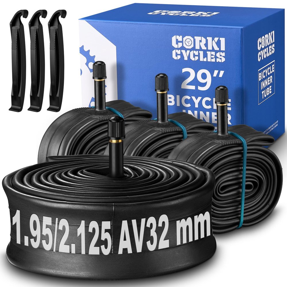 4 Pack 29 Inch Mountain Bike Tube 29 x 1.95 2.0 2.1 2.125 Schrader Valve 32mm, Butyl Rubber Bike Inner Tube