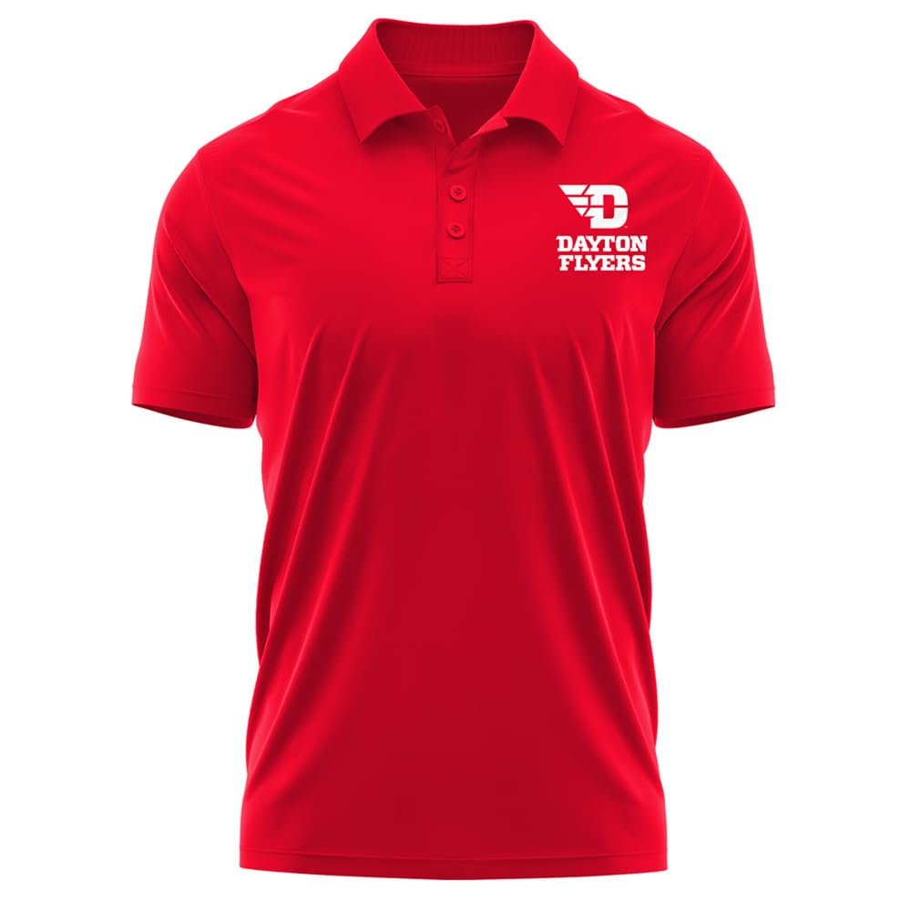 Campus Lab University of Dayton Adult Men's Polo Left Chest Collegiate Logo, Red, XX-Large